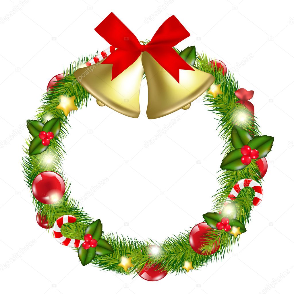 Merry Christmas Wreath With Bells