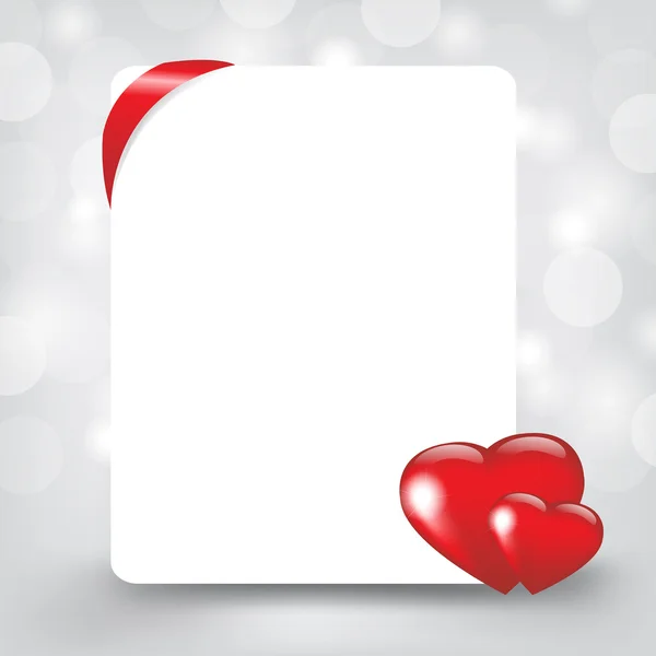 Silver Card With Hearts — Stock Vector