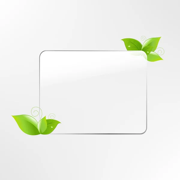 Glass Frame With Leaf — Stock Vector