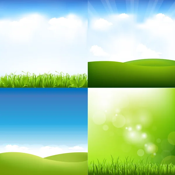 草和天空套 — 图库矢量图片