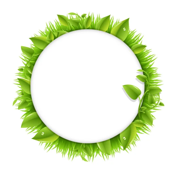 Cirkel met gras en bladeren — Stockvector