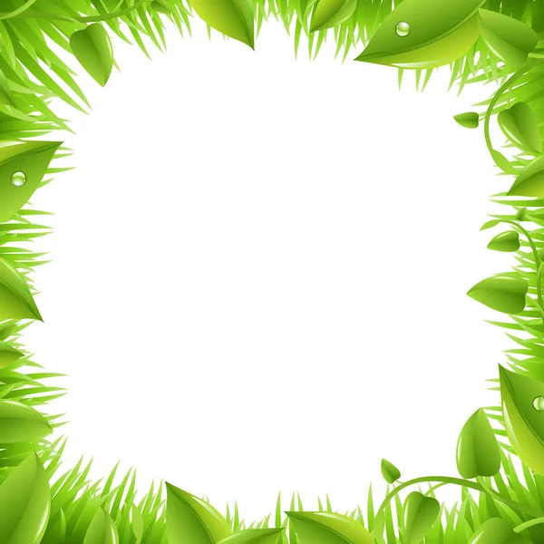 Frontière avec herbe et feuilles — Image vectorielle