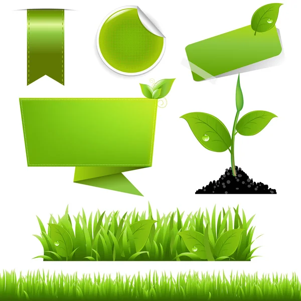 Ensemble écologique vert — Image vectorielle