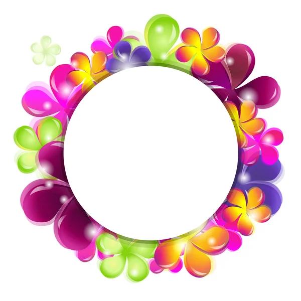 Circle With Abstract Flowers — Stock Vector
