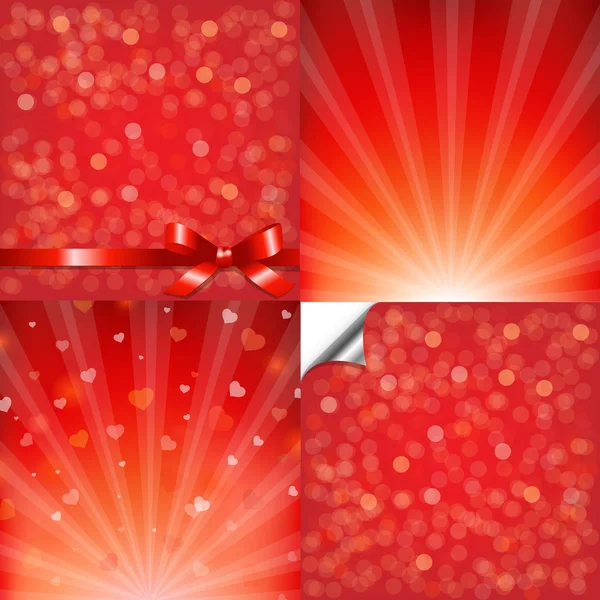 Red Backgrounds Set With Bokeh — Stock Vector
