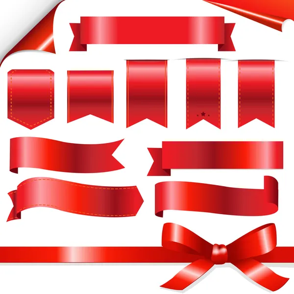Red Ribbons Set — Stock Vector