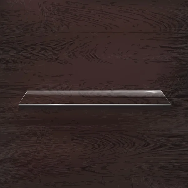 Glass Shelves On Wood Background — Stock Vector