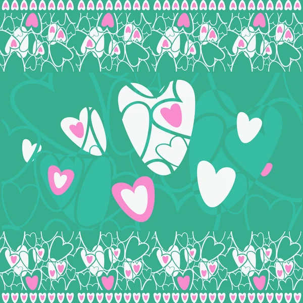 Hearts on a green background — Stock Vector