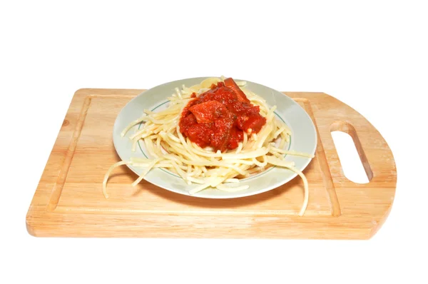 Macaroni with sauce on a plate — Stock Photo, Image
