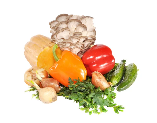 Zelenina s houbami na stůl — Stock fotografie