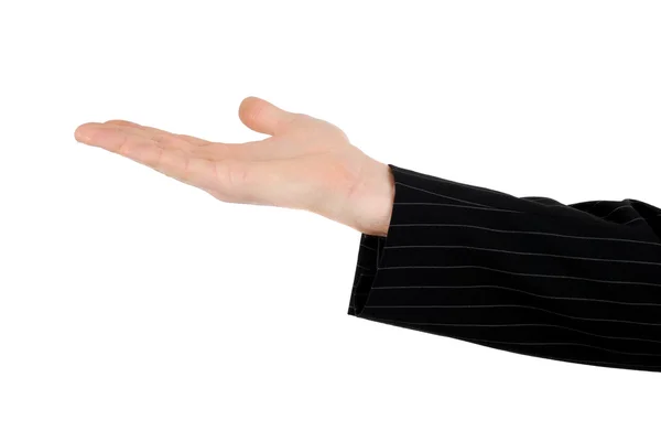 Business man with open stretched hand — Stock Photo, Image