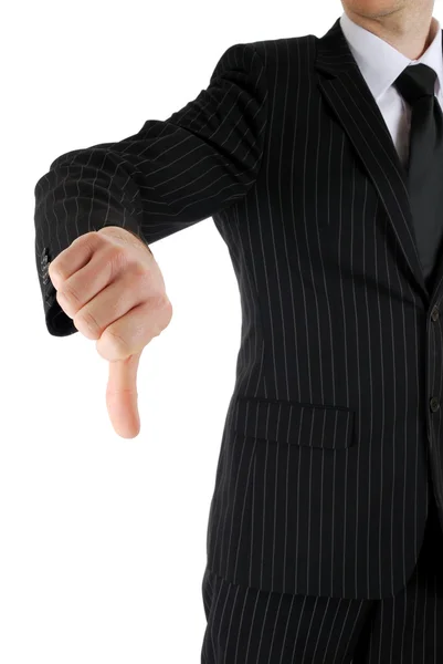Business man gesturing thumb down. — Stock Photo, Image