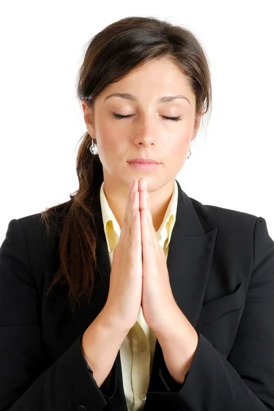 Młody biznes kobieta modli się — Zdjęcie stockowe