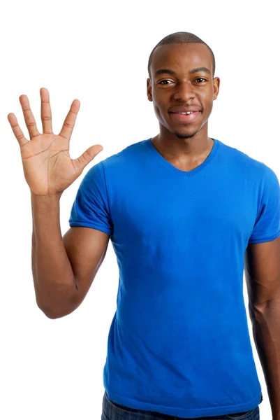 Young man counting to five — Stock Photo, Image
