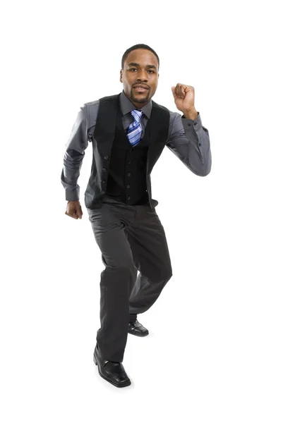 Afro-amerikai üzletember készen áll a futtatásra — Stock Fotó