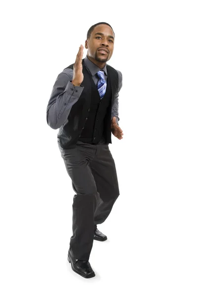 Uomo d'affari afroamericano pronto a correre — Foto Stock
