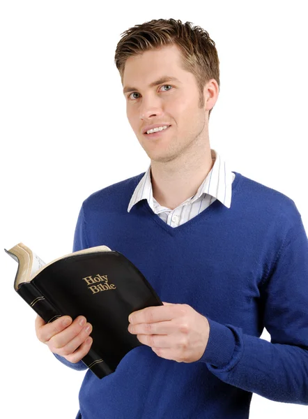 Bibbia di lettura cristiana impegnata — Foto Stock