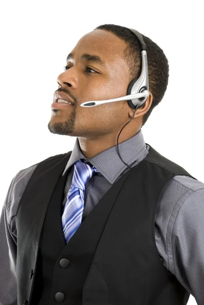 Operador de soporte al cliente afroamericano — Foto de Stock