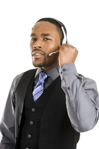 Operador de soporte al cliente afroamericano — Foto de Stock