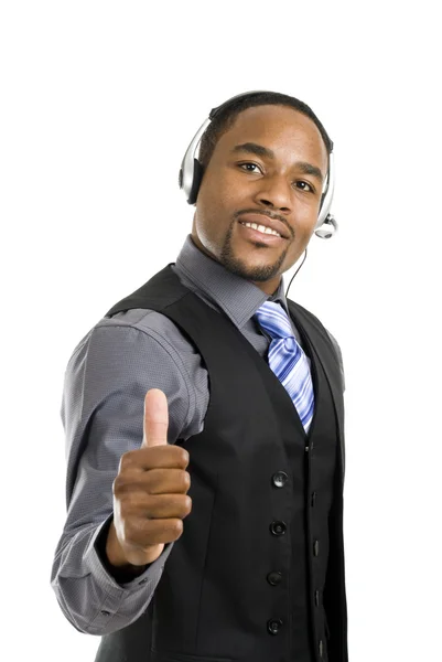 Customer support operator thumbs up — Stock Photo, Image