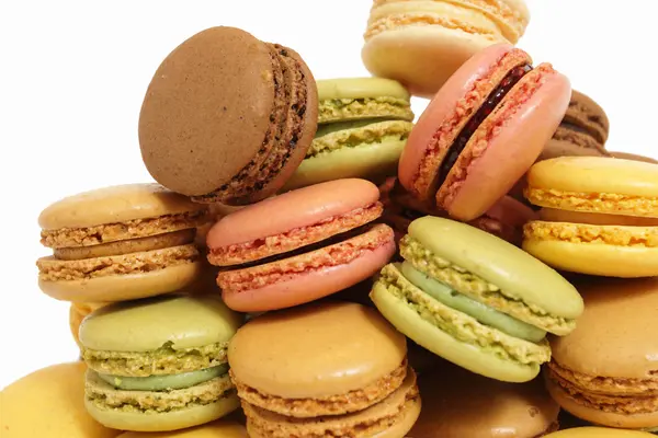 stock image Assortment of macaroons on a white background