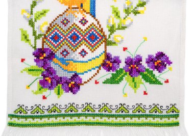 Embroidered good by cross-stitch pattern clipart