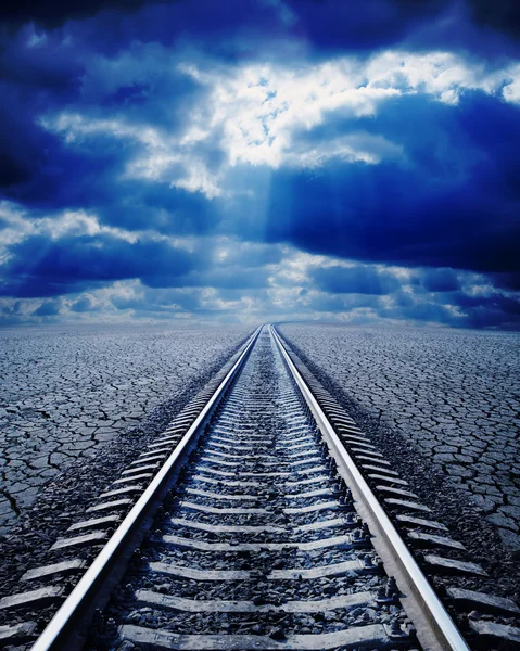 Järnvägen på natten — Stockfoto