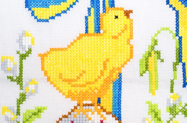 stock image Chicken as embroidered good by cross-stitch pattern