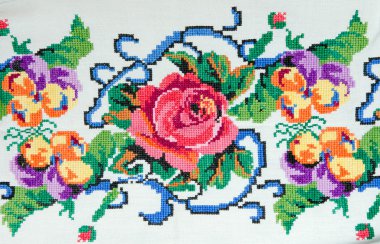 Embroidered good by cross-stitch pattern clipart