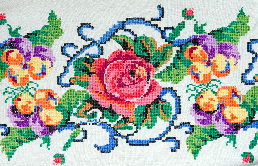 Embroidered good by cross-stitch pattern