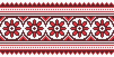 Embroidered good like handmade cross-stitch ethnic clipart