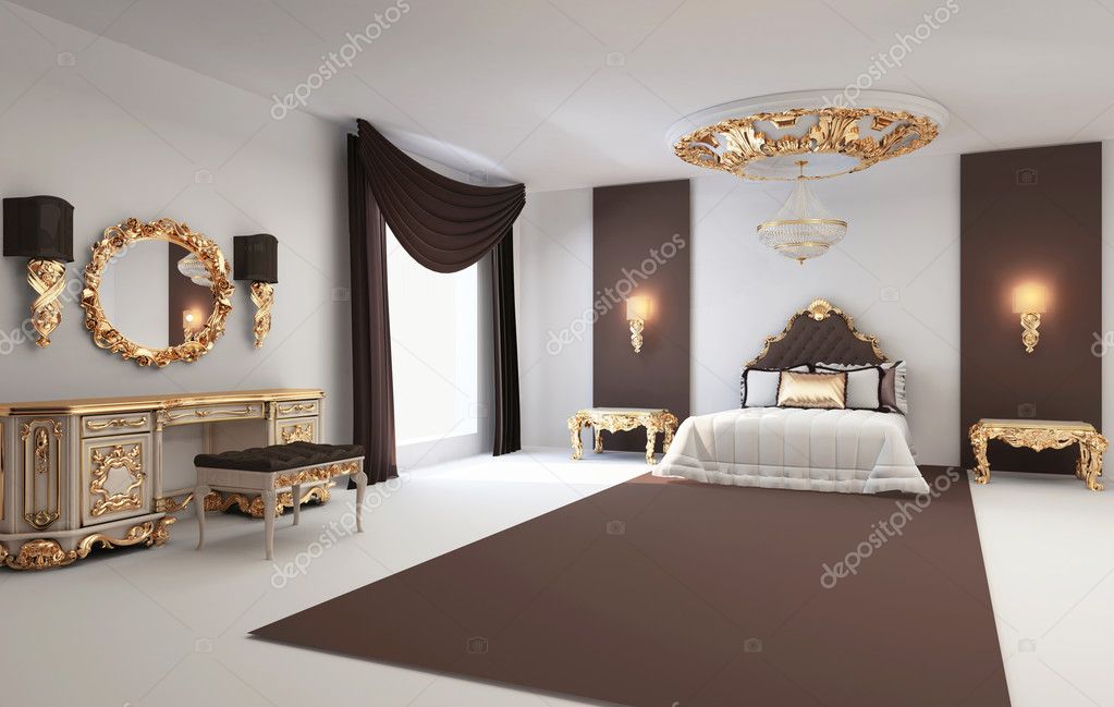 barokke slaapkamer met gouden meubilair in Koninklijke interieur ... barokke slaapkamer met gouden meubilair in Koninklijke interieur ...