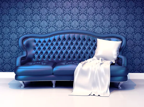 Canapé en cuir moderne avec revêtement intérieur avec ornement wal — Photo