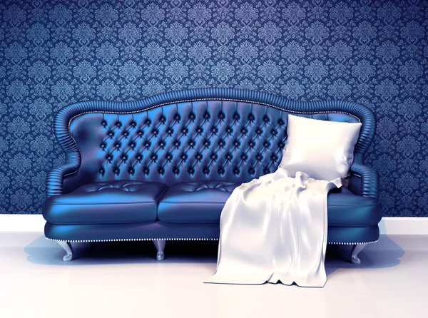 Sofá de cuero moderno con revestimiento en el interior con adorno wal — Foto de Stock