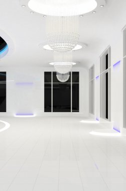 Perspective of white hall interior space clipart