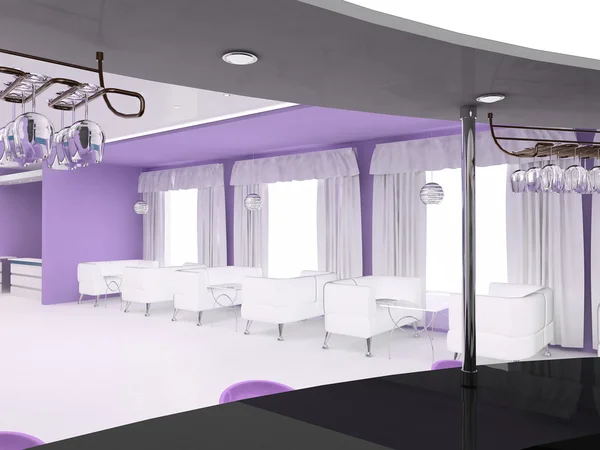家具室内紫罗兰色空间 — 图库照片