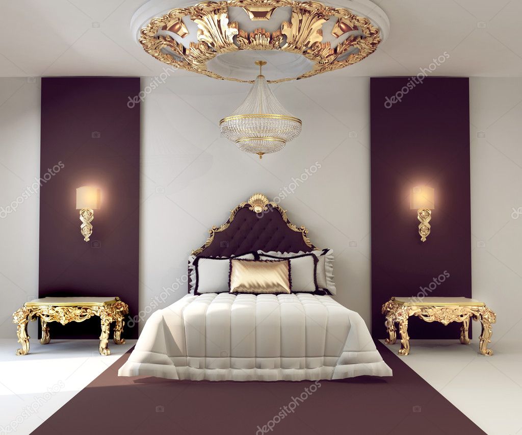 Luxe tweepersoons slaapkamer met gouden meubelen in Koninklijke ... Luxe tweepersoons slaapkamer met gouden meubelen in Koninklijke ...