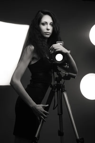 Stylish woman photographer — Stock Photo, Image