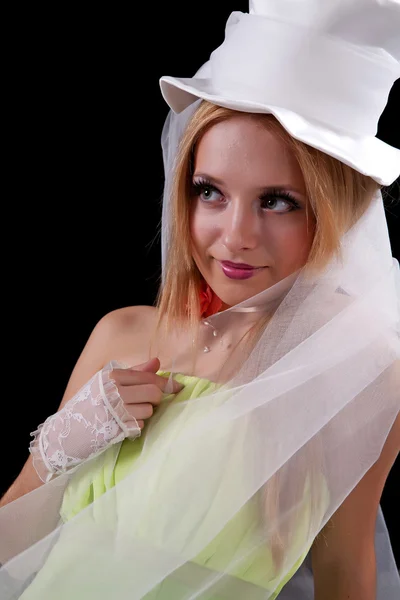 Stock image Young blond girl wearing top-hat