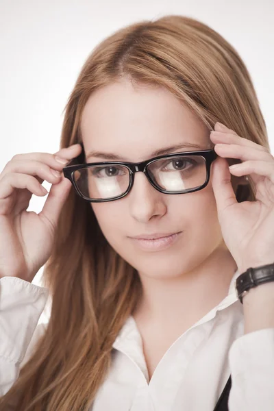 Szemüveg viselése aranyos lány — Stock Fotó