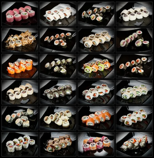 24 вида суши-рулонов — стоковое фото