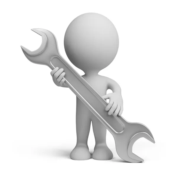 3d person with a wrench — Stock Photo, Image