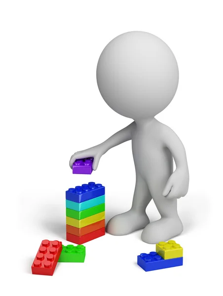 3d person plastic toy blocks — Stock Photo, Image