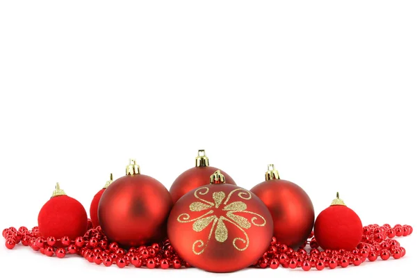 Різдвяна тема з червоними кульками — стокове фото