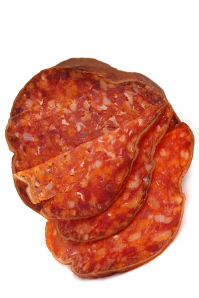 Красная копченая колбаса — стоковое фото