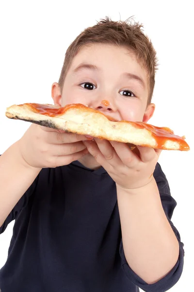 Pizza yeme çocuk — Stok fotoğraf