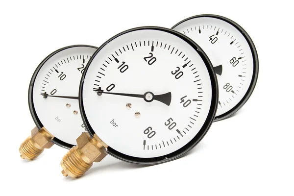 Pressure Gauge isolated On White — Stock Photo, Image