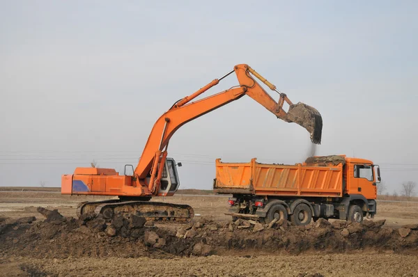 Lavoro macchina escavatore — Foto Stock