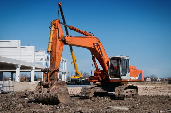 Kraan werkt op bouw — Stockfoto