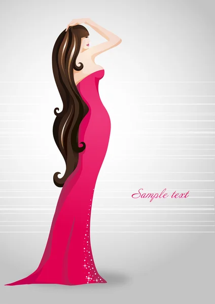 Vacker sexig kvinna i röd klänning. plats för din text — Stock vektor